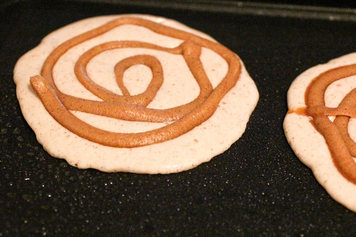 Cinnamon Roll Pancakes Process Shot