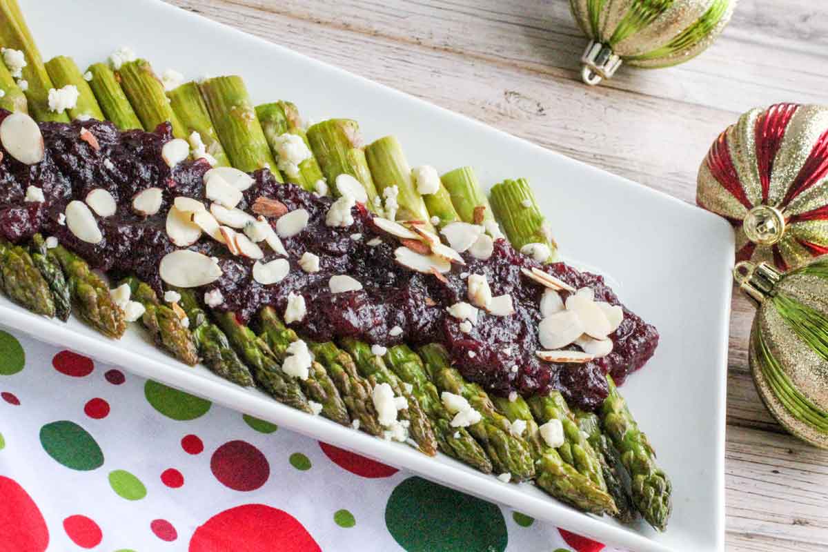 Garlic Roasted Asparagus with Cranberries and Almonds