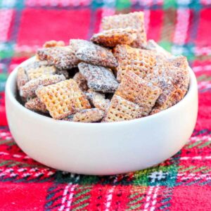 Gingerbread Puppy Chow Snack Mix Featured