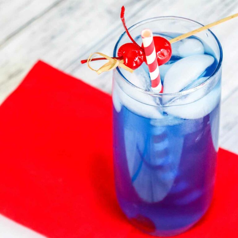 Beautiful Blue Patriotic Drink with Cherries