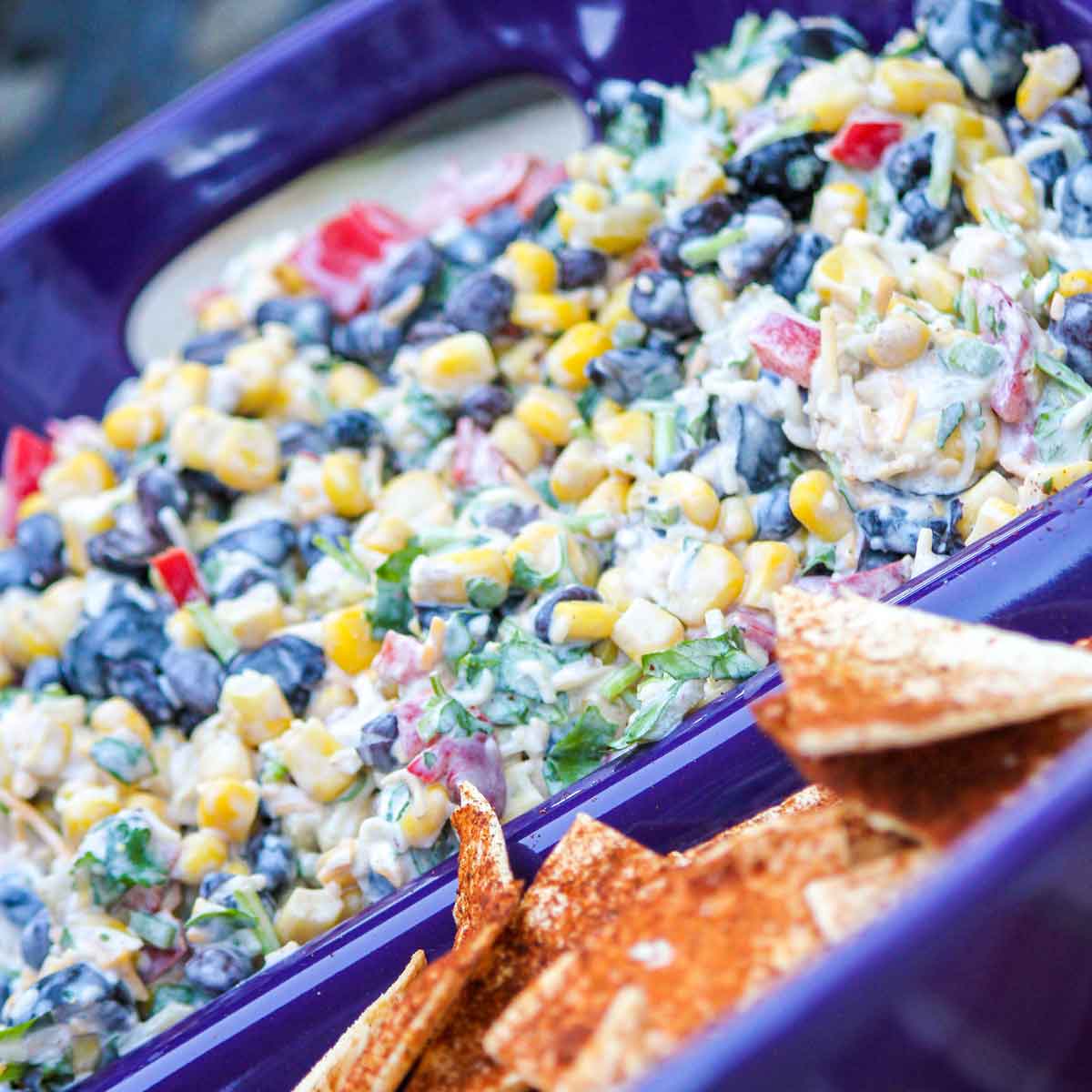 Potluck Corn Black Bean and Cilantro Salsa Dip