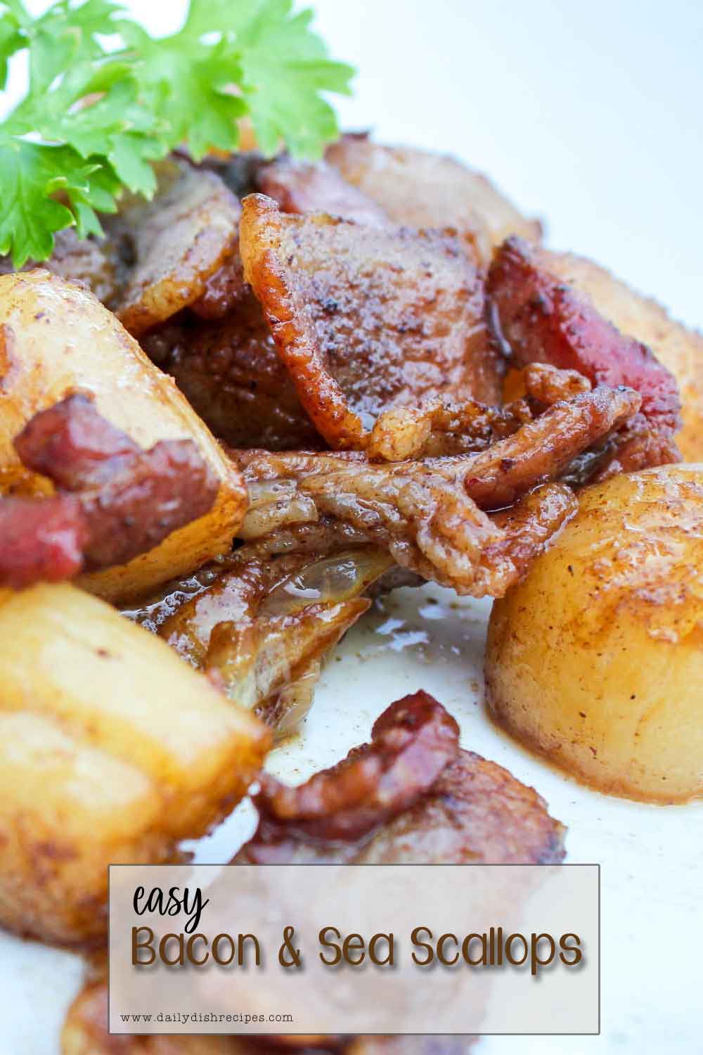 easy bacon and sea scallops pinterest image