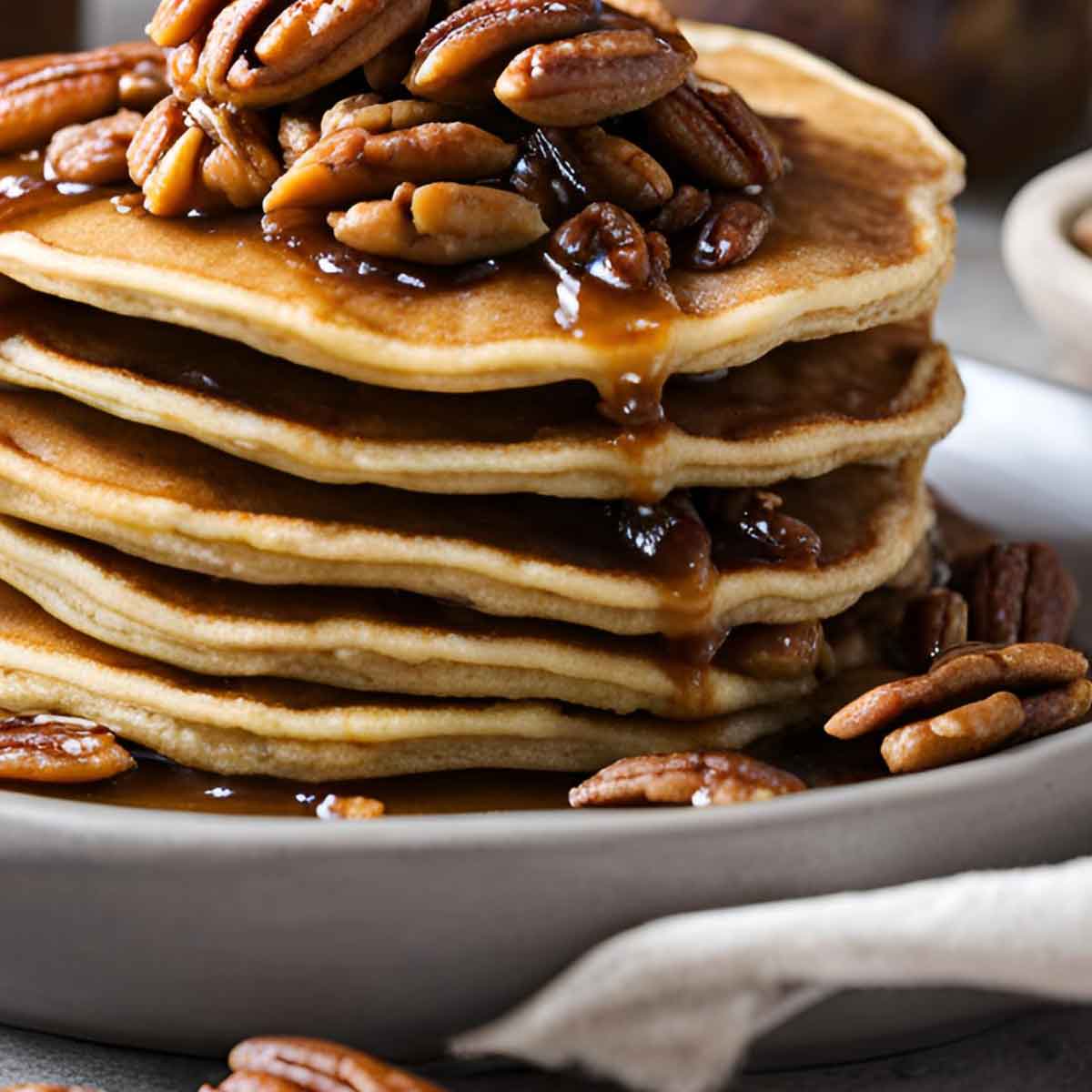 Close Up of Pecan Pie Pancakes