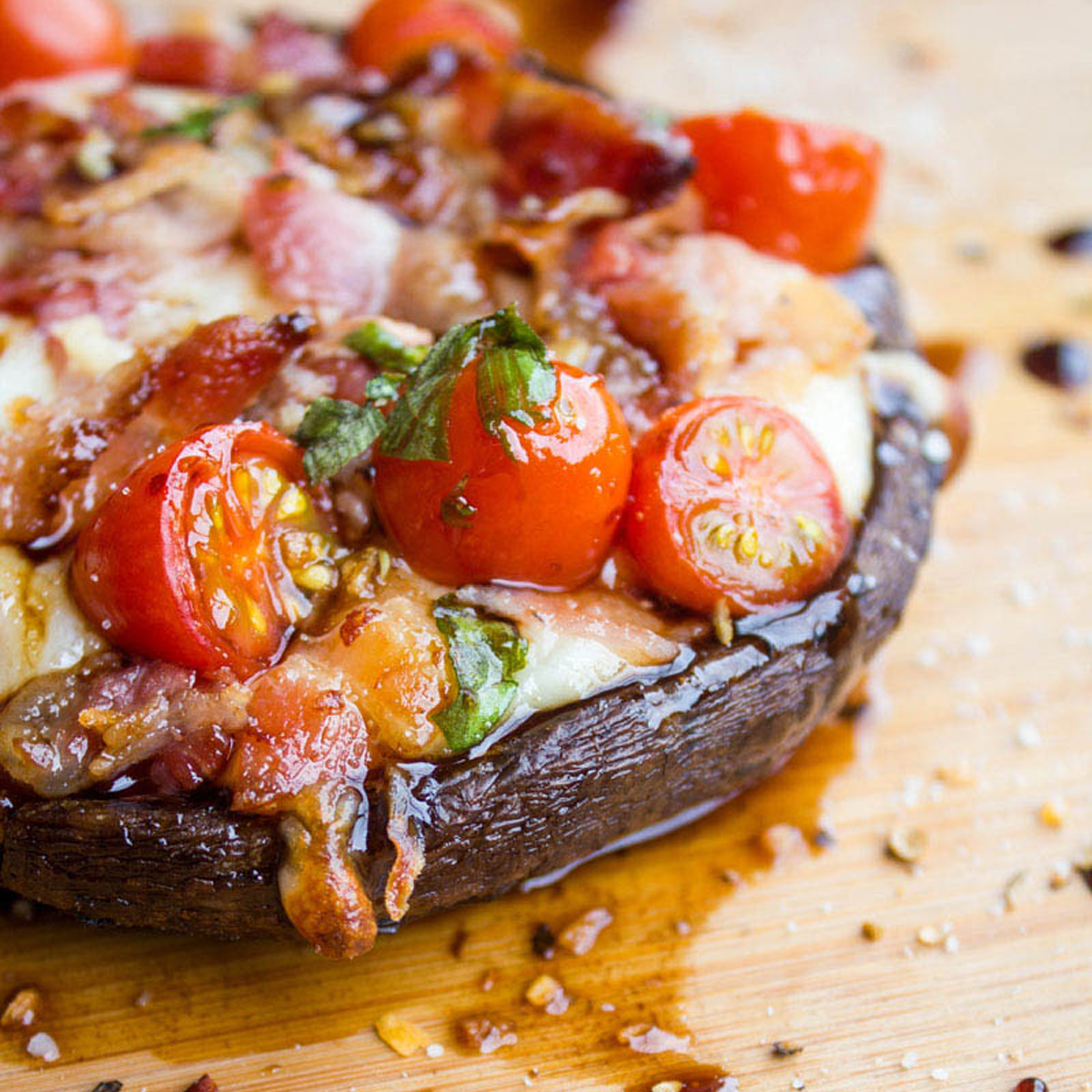 Bacon Caprese Stuffed Portobello Mushrooms Featured Image