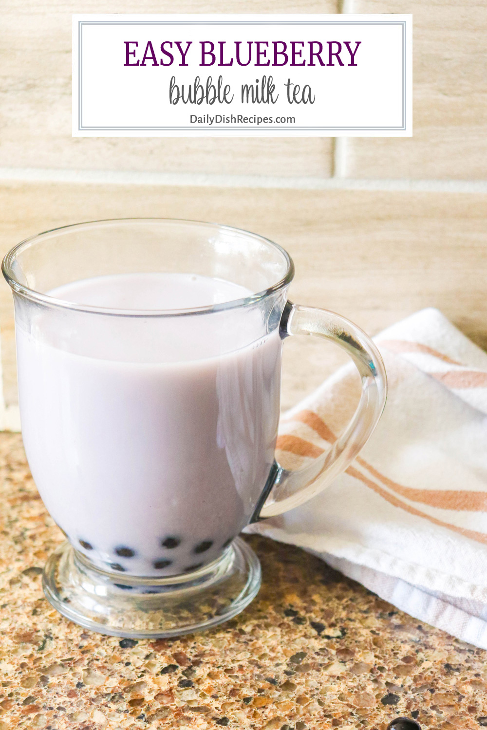 Easy Blueberry Bubble Milk Tea Pinterest Pin with Text