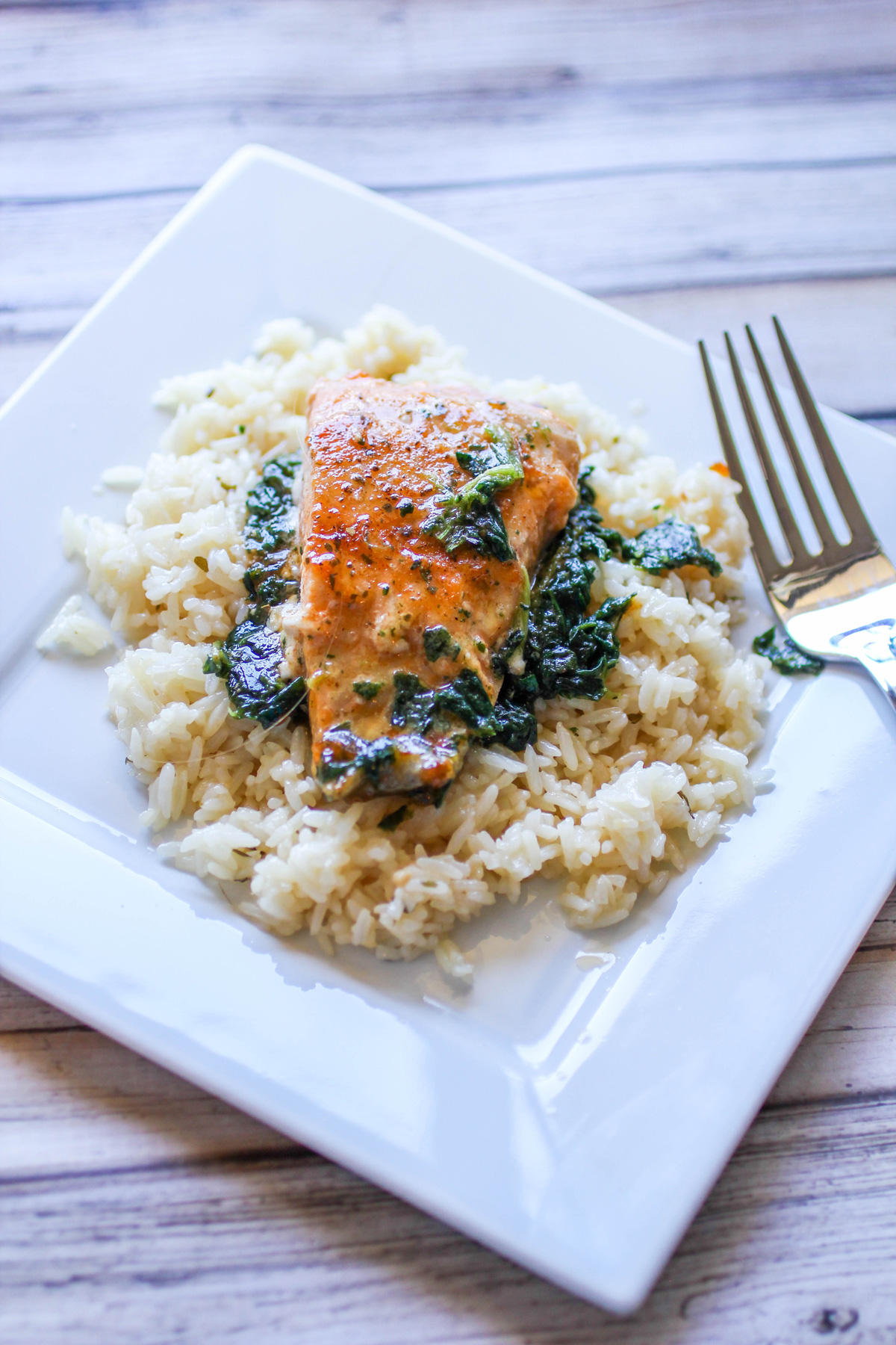 Garlic Butter Salmon and Spinach