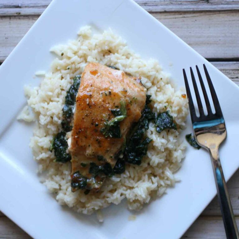 Easy Sheet Pan Garlic Butter Salmon and Spinach